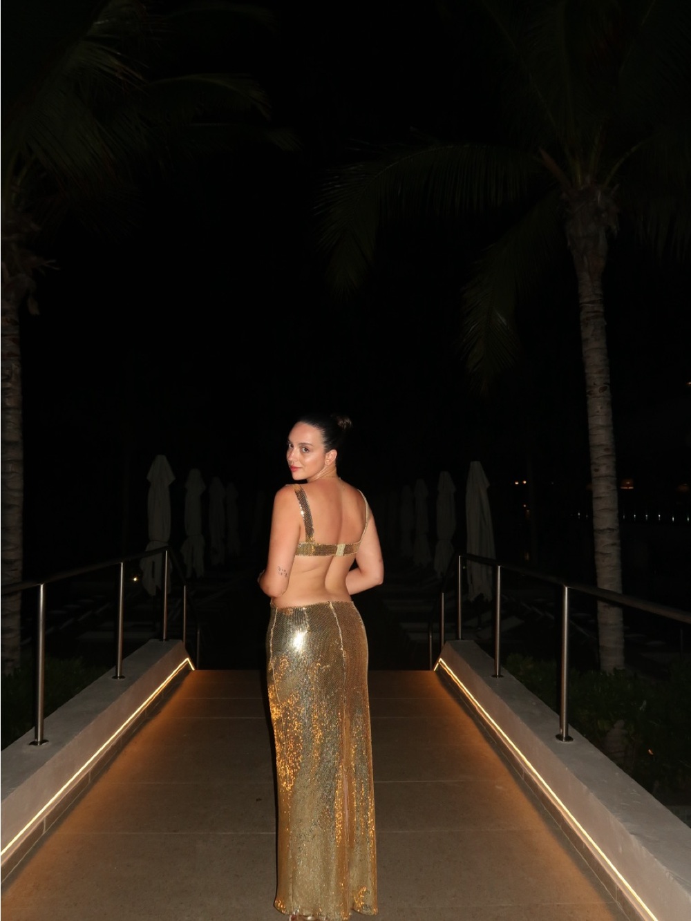 MESHKI Adoria Gold Sequin Cutout Column Dress - Picture 5 of 6